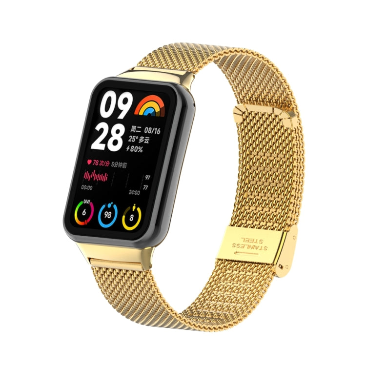For Xiaomi Smart Band 9 Pro / 8 Pro 18mm Steel Mesh Buckle Metal Watch Band(Gold) by bashfashion