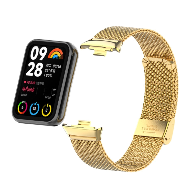 For Xiaomi Smart Band 9 Pro / 8 Pro 18mm Steel Mesh Buckle Metal Watch Band(Gold) by bashfashion