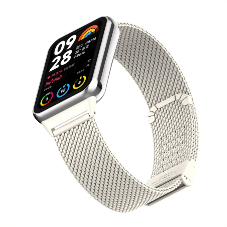 For Xiaomi Smart Band 9 Pro / 8 Pro 18mm Steel Mesh Buckle Metal Watch Band(Ivory White) by bashfashion