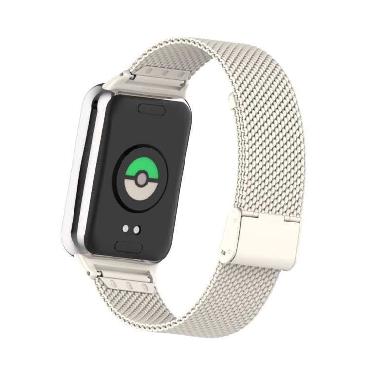 For Xiaomi Smart Band 9 Pro / 8 Pro 18mm Steel Mesh Buckle Metal Watch Band(Ivory White) by bashfashion