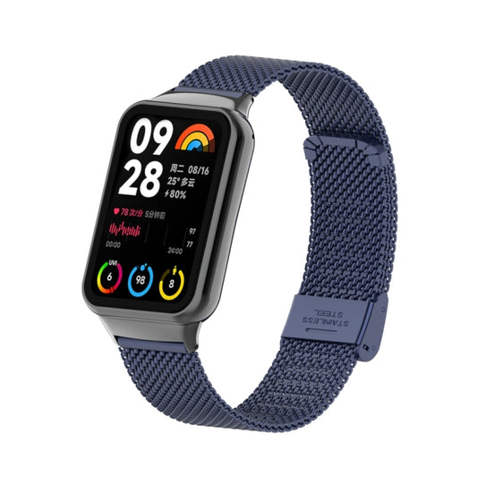 For Xiaomi Smart Band 9 Pro / 8 Pro 18mm Steel Mesh Buckle Metal Watch Band(Midnight Blue) by bashfashion