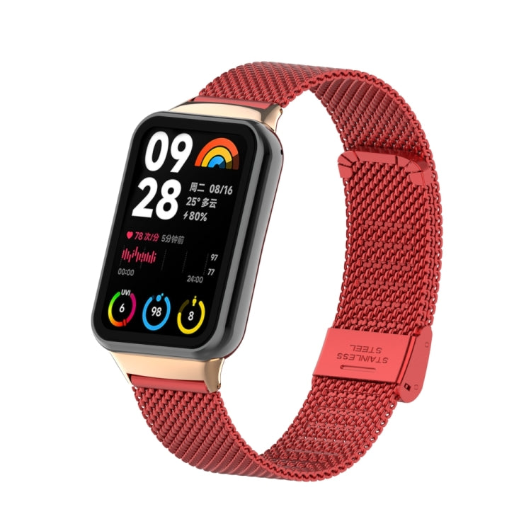 For Xiaomi Smart Band 9 Pro / 8 Pro 18mm Steel Mesh Buckle Metal Watch Band(Red) by bashfashion