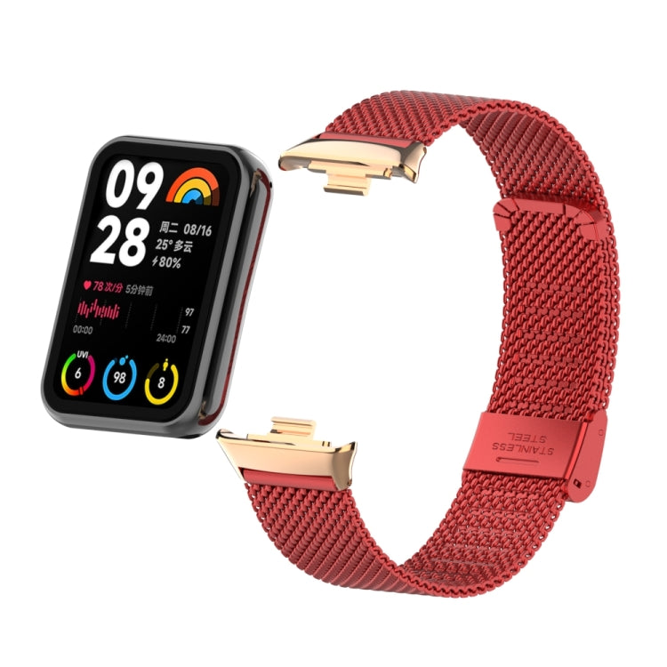 For Xiaomi Smart Band 9 Pro / 8 Pro 18mm Steel Mesh Buckle Metal Watch Band(Red) by bashfashion