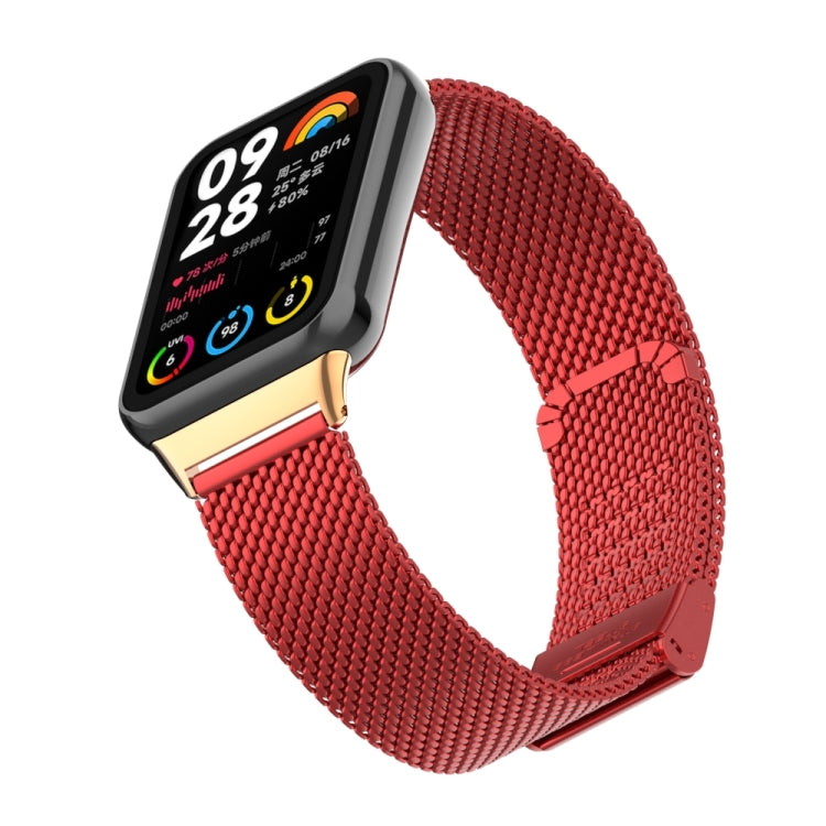 For Xiaomi Smart Band 9 Pro / 8 Pro 18mm Steel Mesh Buckle Metal Watch Band(Red) by bashfashion