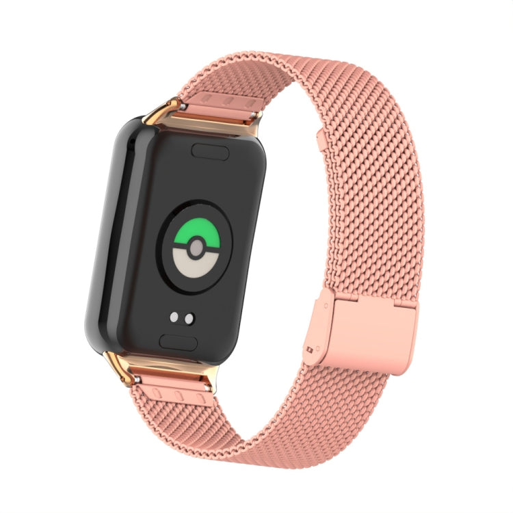 For Xiaomi Smart Band 9 Pro / 8 Pro 18mm Steel Mesh Buckle Metal Watch Band(Bright Pink) by bashfashion