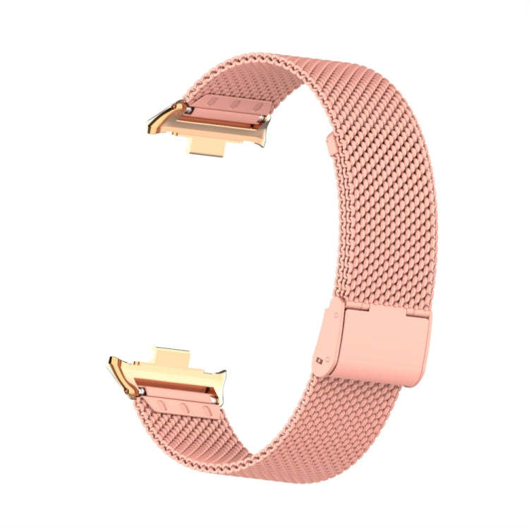 For Xiaomi Smart Band 9 Pro / 8 Pro 18mm Steel Mesh Buckle Metal Watch Band(Bright Pink) by bashfashion