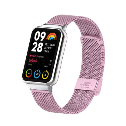 For Xiaomi Smart Band 9 Pro / 8 Pro 18mm Steel Mesh Buckle Metal Watch Band(Rose Pink) by bashfashion