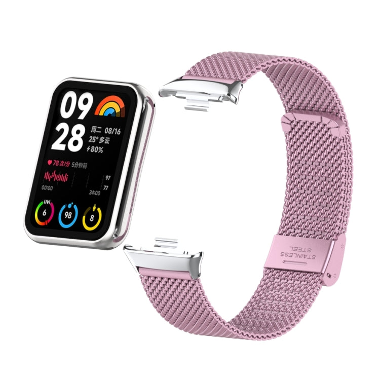 For Xiaomi Smart Band 9 Pro / 8 Pro 18mm Steel Mesh Buckle Metal Watch Band(Rose Pink) by bashfashion