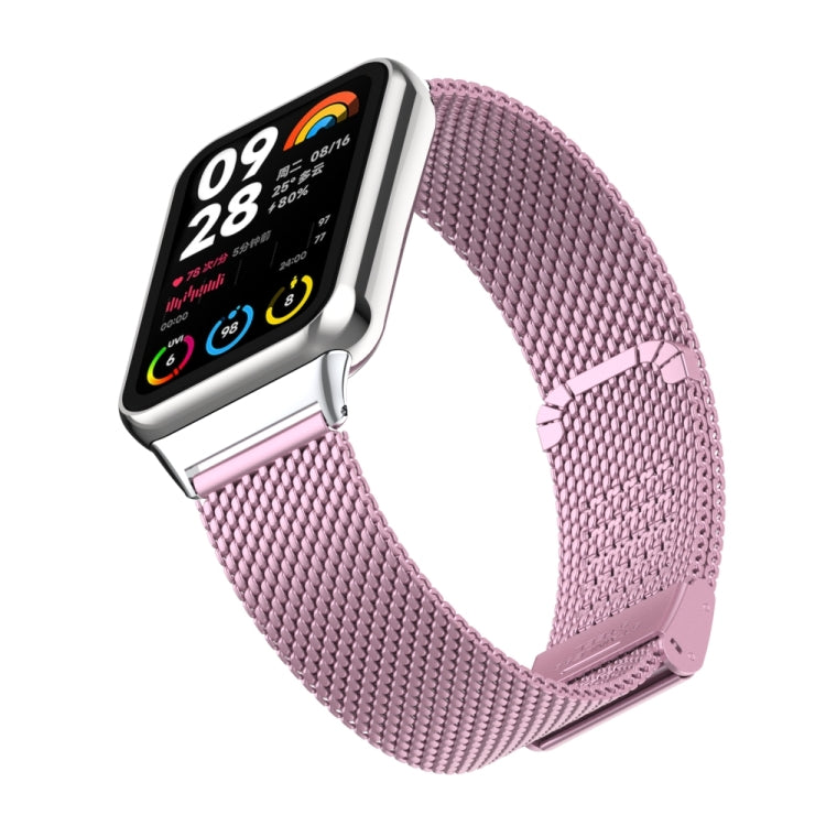 For Xiaomi Smart Band 9 Pro / 8 Pro 18mm Steel Mesh Buckle Metal Watch Band(Rose Pink) by bashfashion