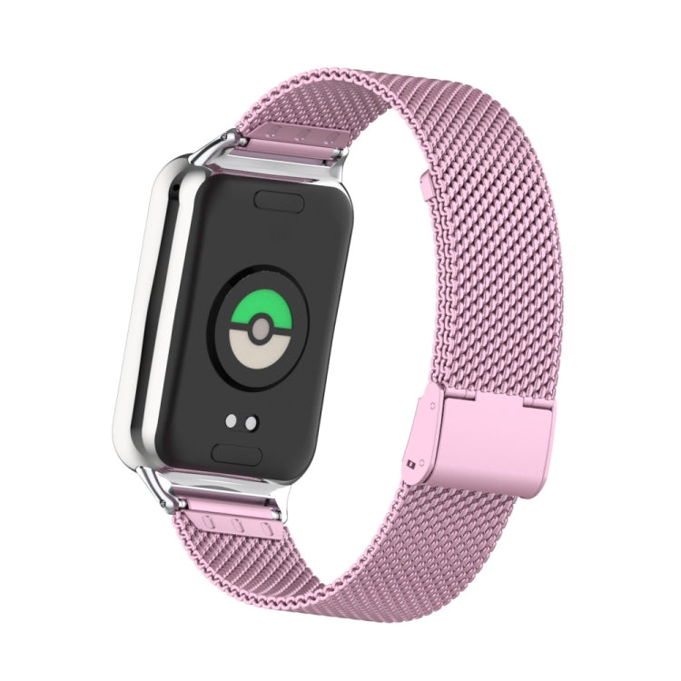 For Xiaomi Smart Band 9 Pro / 8 Pro 18mm Steel Mesh Buckle Metal Watch Band(Rose Pink) by bashfashion