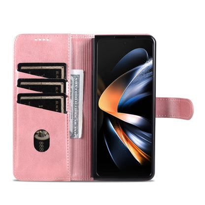 For Samsung Galaxy Z Fold5 AZNS Skin Feel Calf Texture Flip Leather Phone Case(Rose Gold) by AZNS