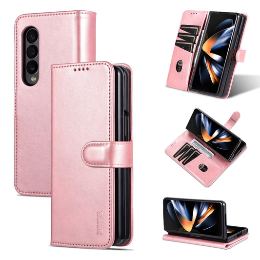 For Samsung Galaxy Z Fold4 5G AZNS Skin Feel Calf Texture Flip Leather Phone Case(Rose Gold) by AZNS