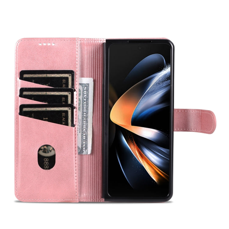 For Samsung Galaxy Z Fold4 5G AZNS Skin Feel Calf Texture Flip Leather Phone Case(Rose Gold) by AZNS