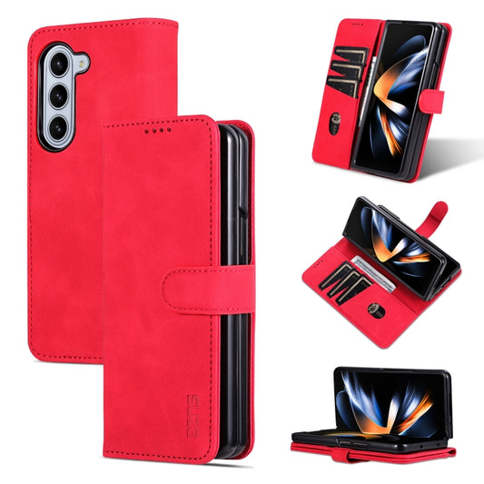 For Samsung Galaxy Z Fold6 5G AZNS Skin Feel Calf Texture Flip Leather Phone Case(Red) by AZNS