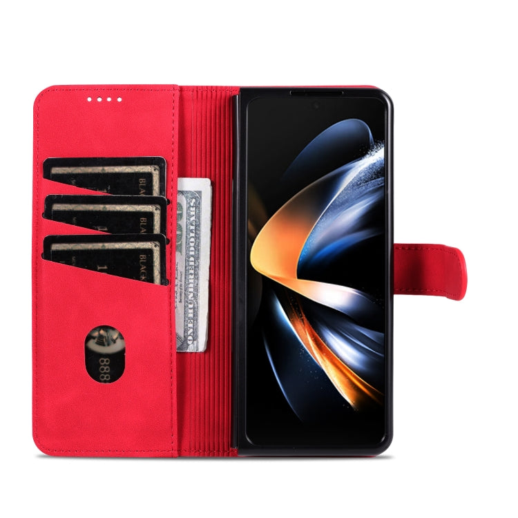 For Samsung Galaxy Z Fold6 5G AZNS Skin Feel Calf Texture Flip Leather Phone Case(Red) by AZNS
