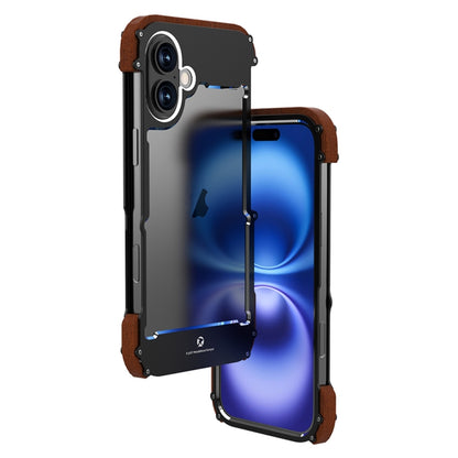 For iPhone 16 Plus R-JUST Ironwood Generation Metal Hybrid Wood Phone Case by R-JUST