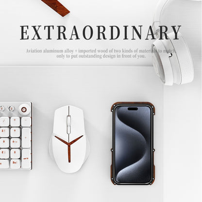 For iPhone 15 Pro R-JUST Ironwood Generation Metal Hybrid Wood Phone Case by R-JUST