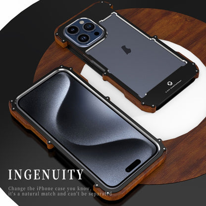 For iPhone 16 Pro R-JUST Ironwood Generation Metal Hybrid Wood Phone Case by R-JUST