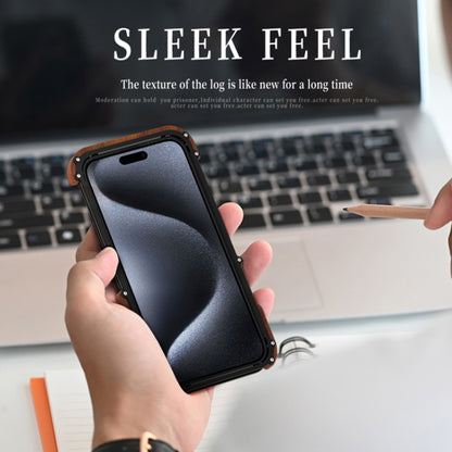 For iPhone 15 Pro R-JUST Ironwood Generation Metal Hybrid Wood Phone Case by R-JUST