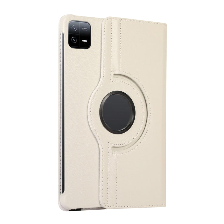 For Xiaomi Pad 7 Pro / Pad 7 360 Degree Rotation Litchi Texture Leather Tablet Case(White) by bashfashion