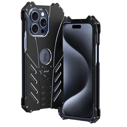 For iPhone 15 Pro Max R-JUST Batman Hollow Metal Phone Protective Case(Black) by R-JUST