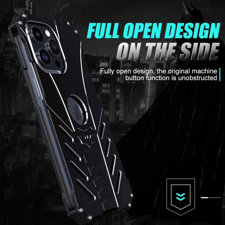 For iPhone 15 Plus R-JUST Batman Hollow Metal Phone Protective Case(Black) by R-JUST