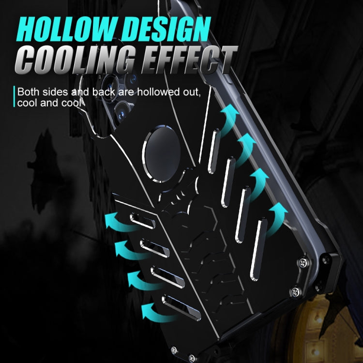 For iPhone 15 Pro Max R-JUST Batman Hollow Metal Phone Protective Case(Black) by R-JUST