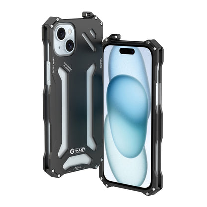 For iPhone 15 R-JUST RJ17 Shockproof Armor Metal Phone Case(Black) by R-JUST