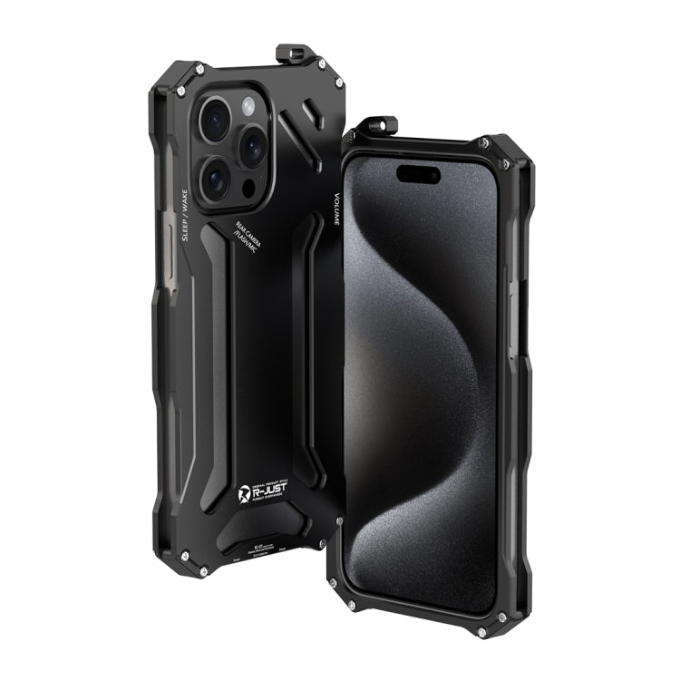 For iPhone 15 Pro R-JUST RJ17 Shockproof Armor Metal Phone Case(Black) by R-JUST