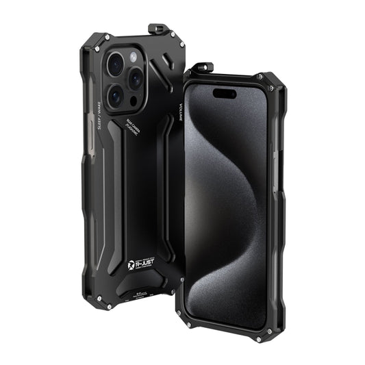 For iPhone 15 Pro R-JUST RJ17 Shockproof Armor Metal Phone Case(Black) by R-JUST