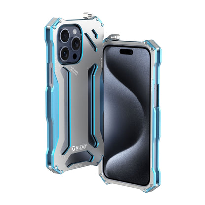 For iPhone 15 Pro R-JUST RJ17 Shockproof Armor Metal Phone Case(Blue) by R-JUST
