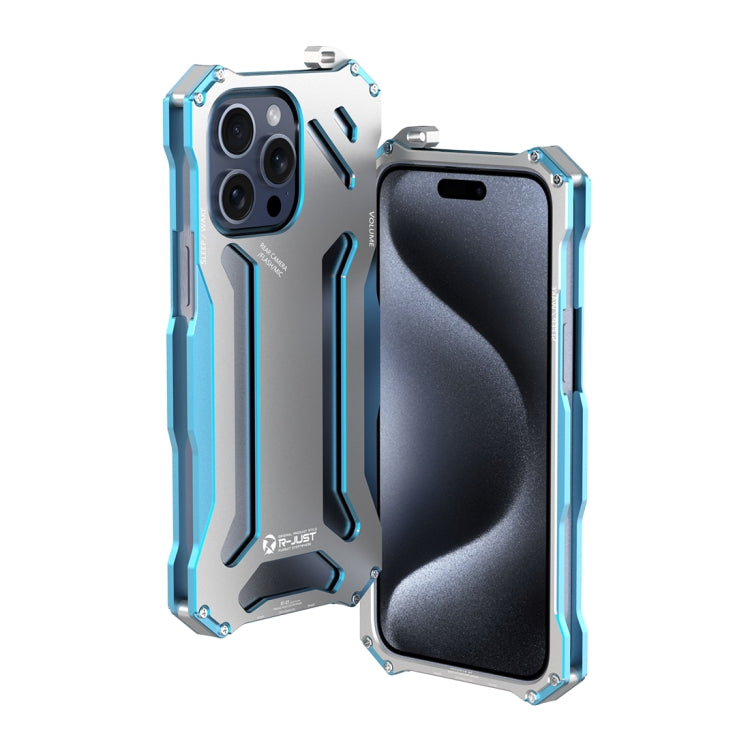 For iPhone 15 Pro Max R-JUST RJ17 Shockproof Armor Metal Phone Case(Blue) by R-JUST