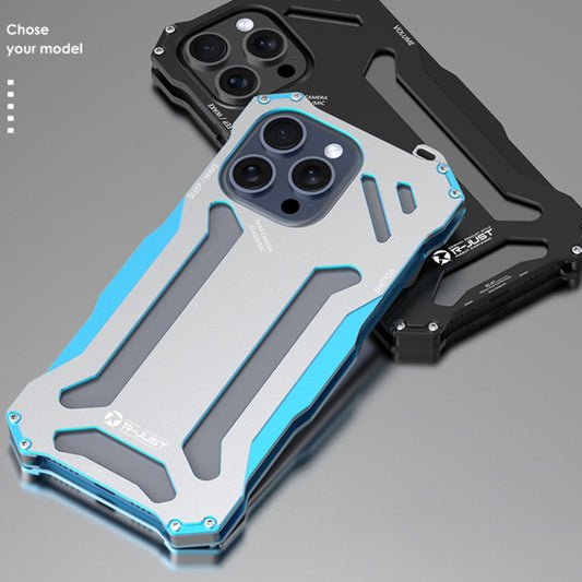 For iPhone 15 R-JUST RJ17 Shockproof Armor Metal Phone Case(Blue) by R-JUST