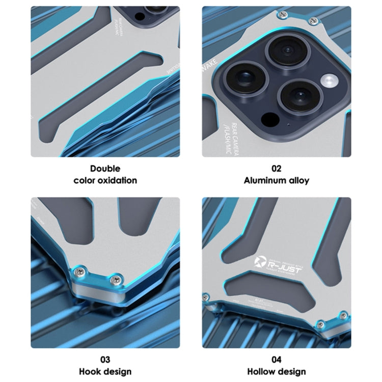 For iPhone 15 Pro R-JUST RJ17 Shockproof Armor Metal Phone Case(Blue) by R-JUST