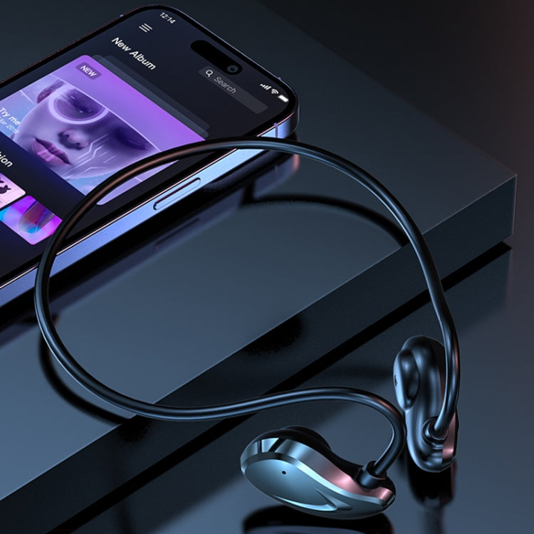 A60 Open Air Conduction Built-in Microphone Wireless Bluetooth Neckband Earphone(Blue) by bashfashion