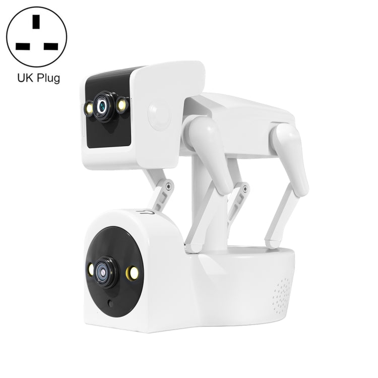 ESCAM PT212 4MP Dual Lens Robot Dog WiFi Camera Supports Cloud Storage/Two-way Audio/Night Vision, Specification:UK Plug by ESCAM