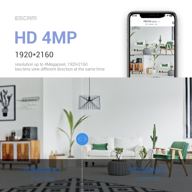 ESCAM PT212 4MP Dual Lens Robot Dog WiFi Camera Supports Cloud Storage/Two-way Audio/Night Vision, Specification:UK Plug by ESCAM