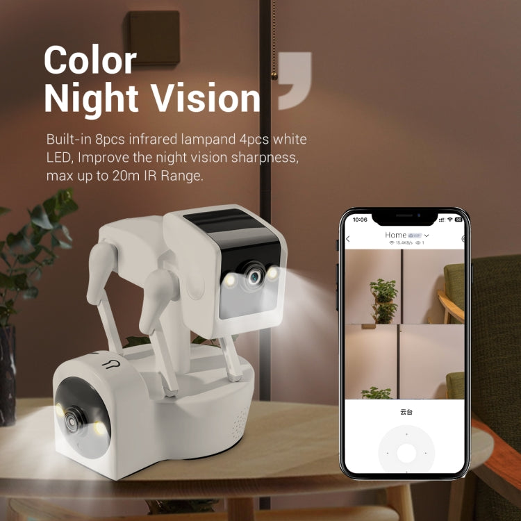 ESCAM PT212 4MP Dual Lens Robot Dog WiFi Camera Supports Cloud Storage/Two-way Audio/Night Vision, Specification:AU Plug by ESCAM