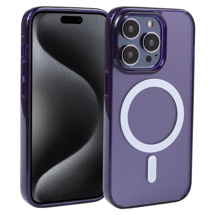 For iPhone 15 Pro GEBEI MagSafe Magnetic Transparent Phone Case(Purple) by GEBEI
