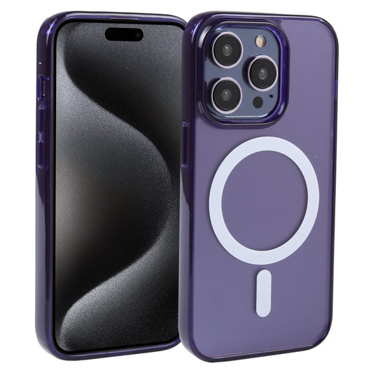 For iPhone 15 Pro GEBEI MagSafe Magnetic Transparent Phone Case(Purple) by GEBEI