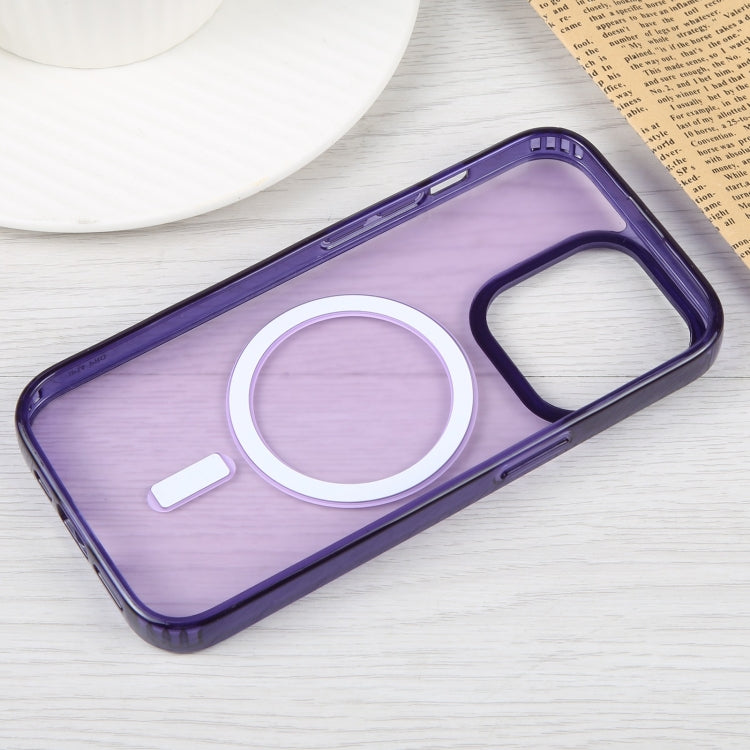 For iPhone 15 Pro GEBEI MagSafe Magnetic Transparent Phone Case(Purple) by GEBEI