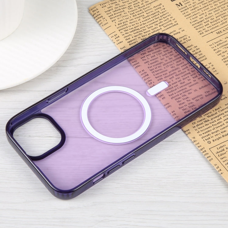 For iPhone 15 Plus GEBEI MagSafe Magnetic Transparent Phone Case(Purple) by GEBEI