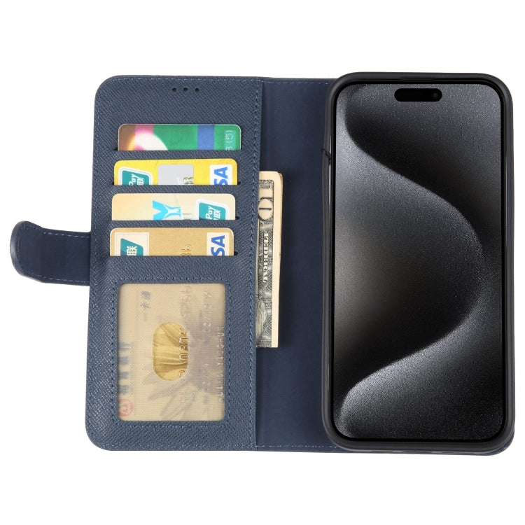 For iPhone 15 Pro Max GEBEI Top-grain Horizontal Flip Leather Phone Case(Blue) by GEBEI