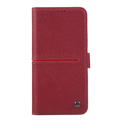 For iPhone 15 Pro Max GEBEI Top-grain Horizontal Flip Leather Phone Case(Wine Red) by GEBEI