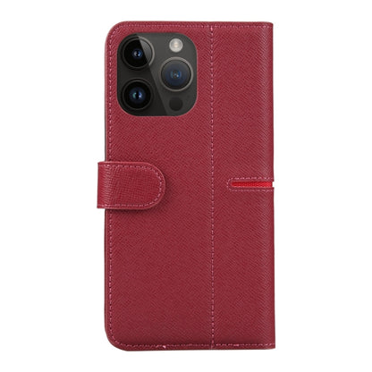 For iPhone 15 Pro Max GEBEI Top-grain Horizontal Flip Leather Phone Case(Wine Red) by GEBEI