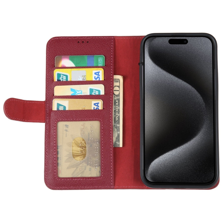 For iPhone 15 Pro Max GEBEI Top-grain Horizontal Flip Leather Phone Case(Wine Red) by GEBEI