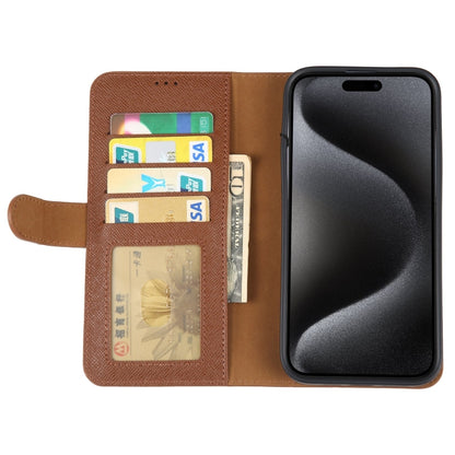 For iPhone 15 Pro GEBEI Top-grain Horizontal Flip Leather Phone Case(Brown) by GEBEI