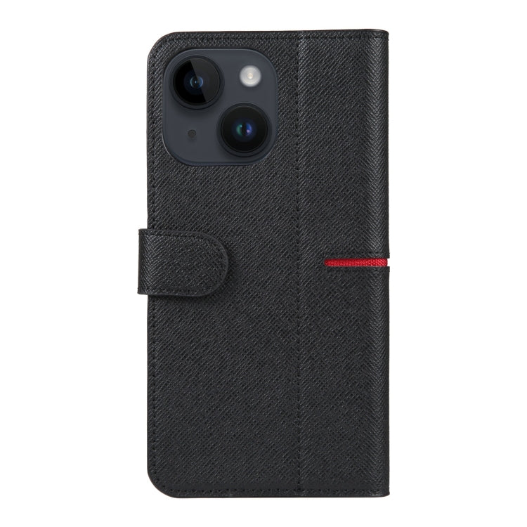 For iPhone 15 GEBEI Top-grain Horizontal Flip Leather Phone Case(Black) by GEBEI