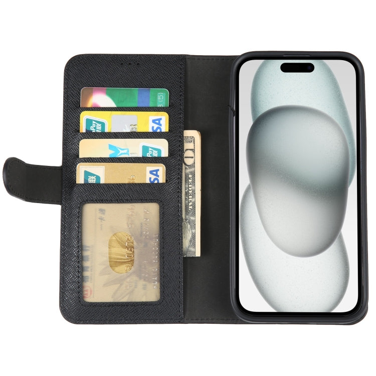 For iPhone 15 GEBEI Top-grain Horizontal Flip Leather Phone Case(Black) by GEBEI