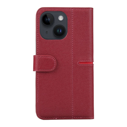 For iPhone 15 GEBEI Top-grain Horizontal Flip Leather Phone Case(Wine Red) by GEBEI